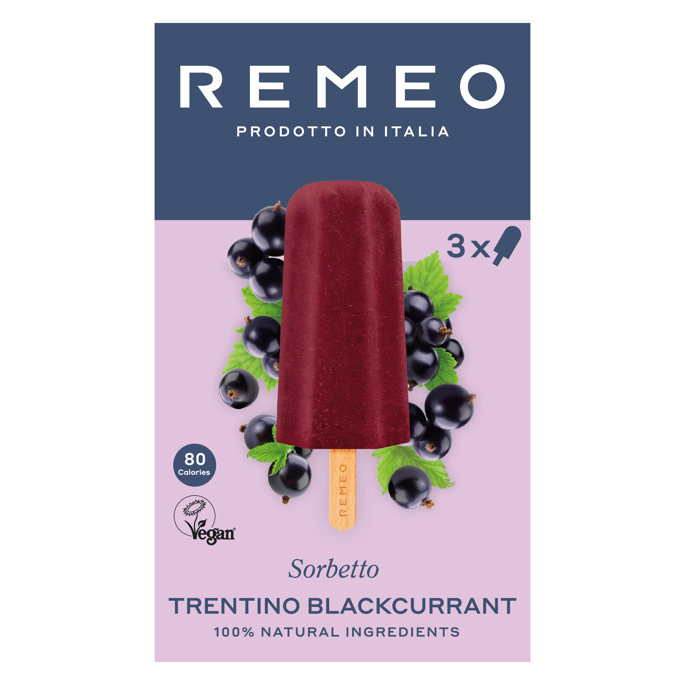 Blackcurrant Sorbet ice lolly by Remeo Gelato